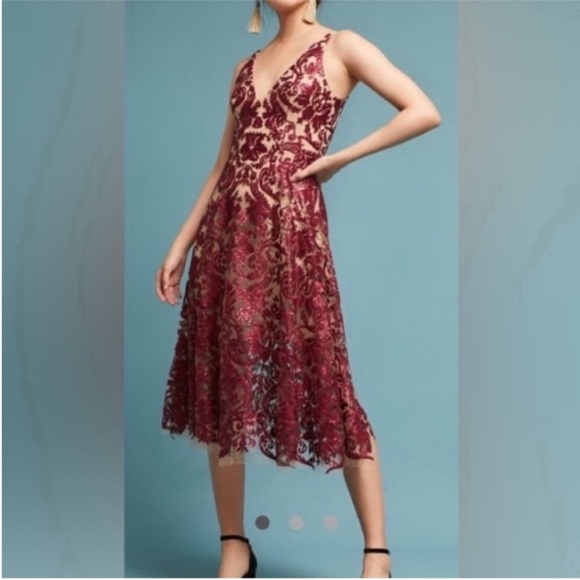 Anthropologie Dress the Population Red Sequin Dress - Picture 1 of 8